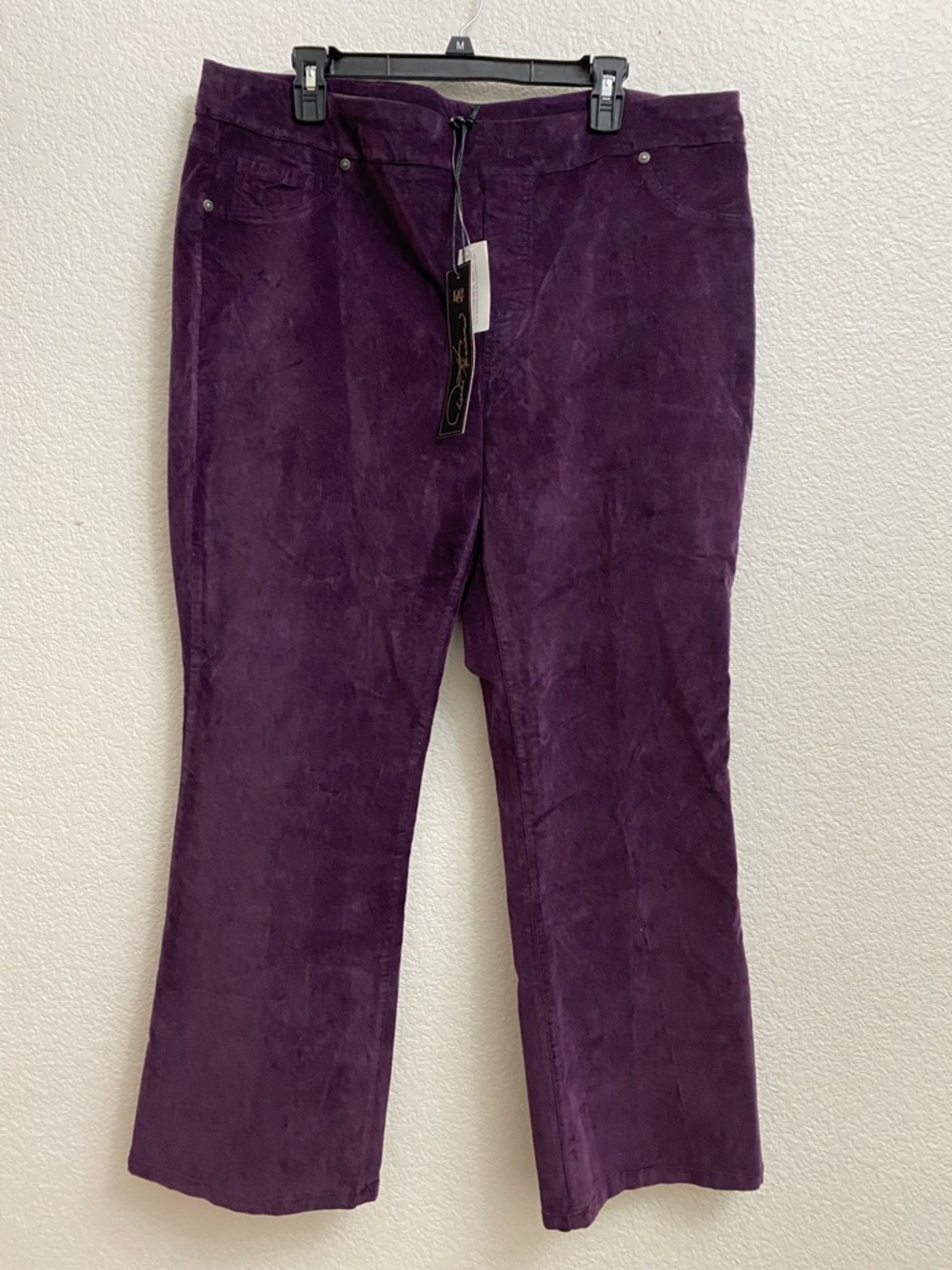 DG2 by Diane Gilman Purple Velour look Bootcut Pants NWT Plus Size 1X